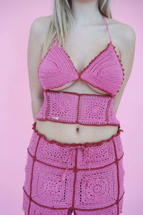 Hibiscus Shorts - Red/Pink