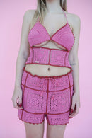 Hibiscus Shorts - Red/Pink