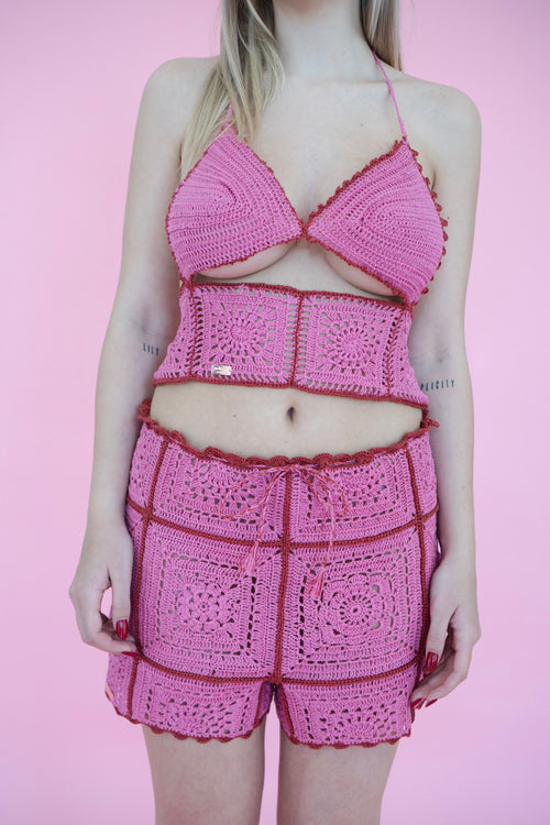 Hibiscus Shorts - Red/Pink