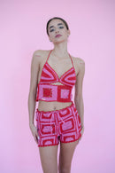 Hibiscus Top - Red/Pink