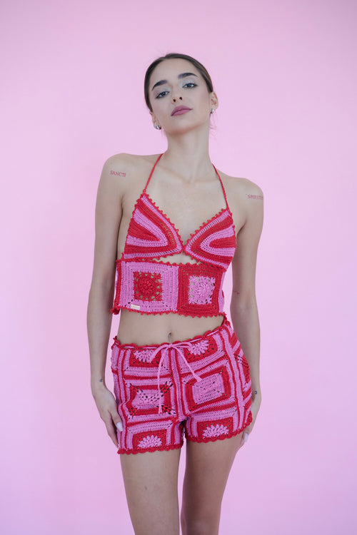 Hibiscus Top - Red/Pink