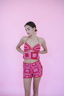 Hibiscus Top - Red/Pink