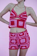 Hibiscus Top - Red/Pink