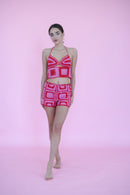 Hibiscus Top - Red/Pink