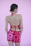 Hibiscus Top - Red/Pink