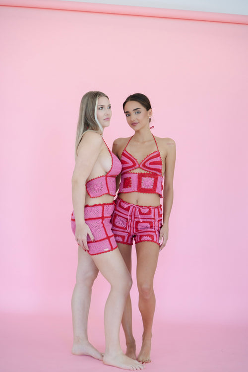 Hibiscus Top - Red/Pink