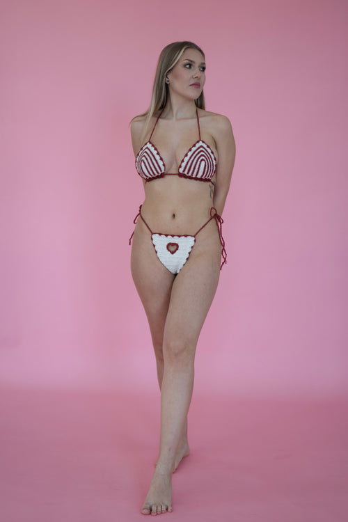 Azalea Bikini Top - Terracotta/White