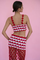 Poppy Top - White/Pink/Red