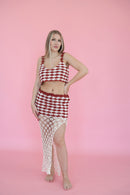 Poppy Skirt - Terracotta/White