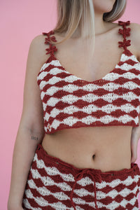 Poppy Top - Terracotta/White