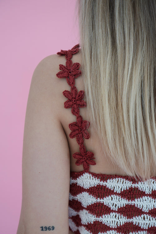 Poppy Top - Terracotta/White