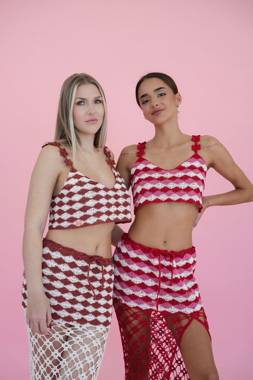 Poppy Top - Terracotta/White