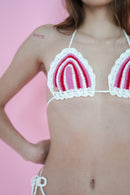 Carnation Bikini Top - White/Pink/Red